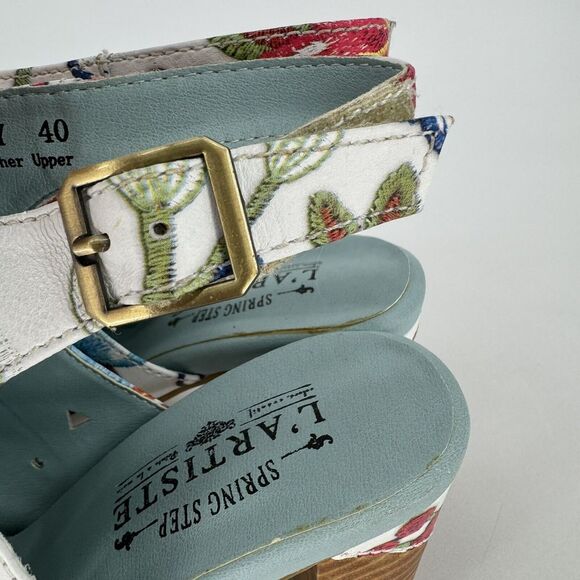 L'Artiste Spring Step Tapestry Leather Slingback Open Toe 3" Heel EU 40 US 8.5 - Picture 4 of 9